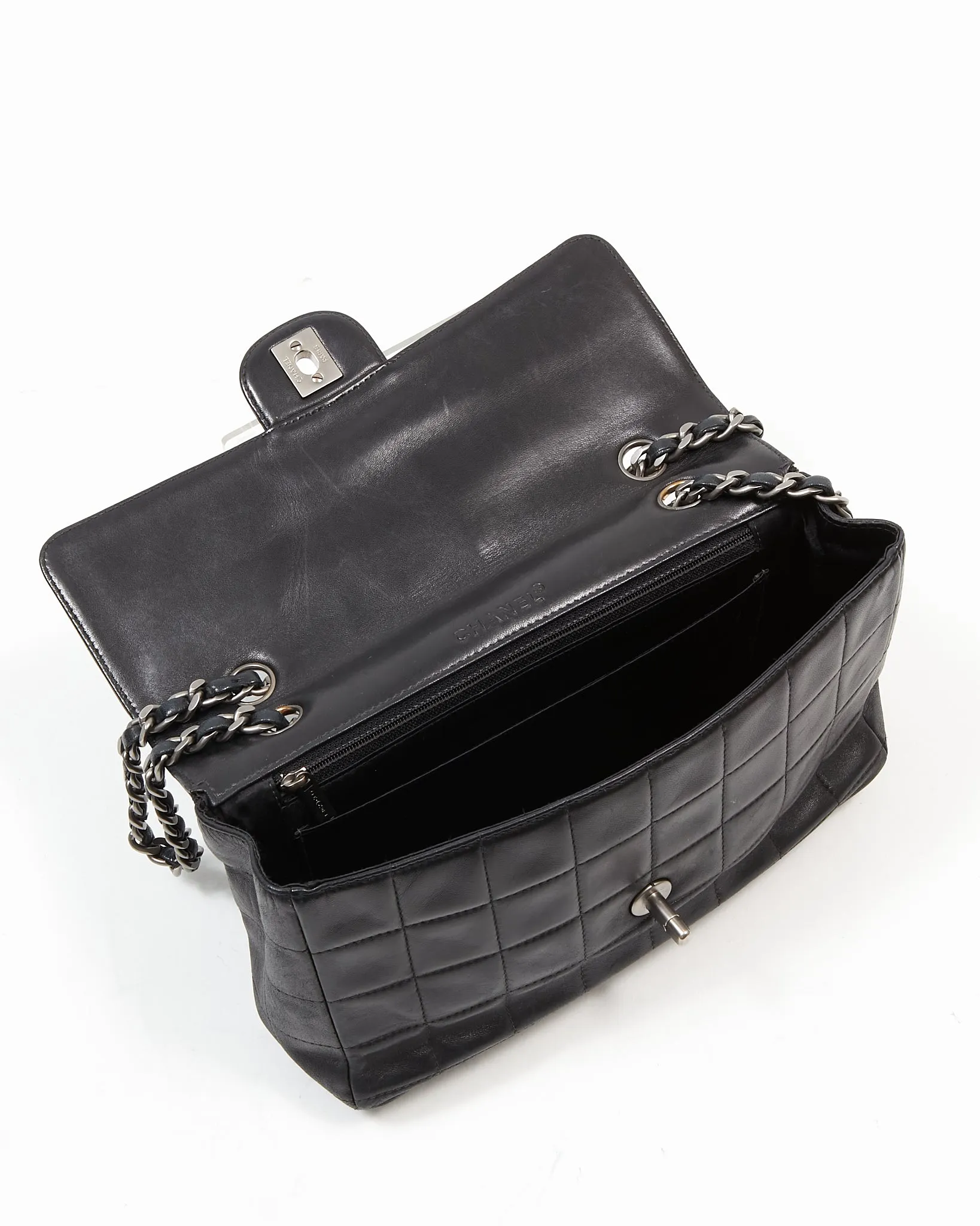 Chanel Black Lambskin Chocolate Bar Single Flap Bag