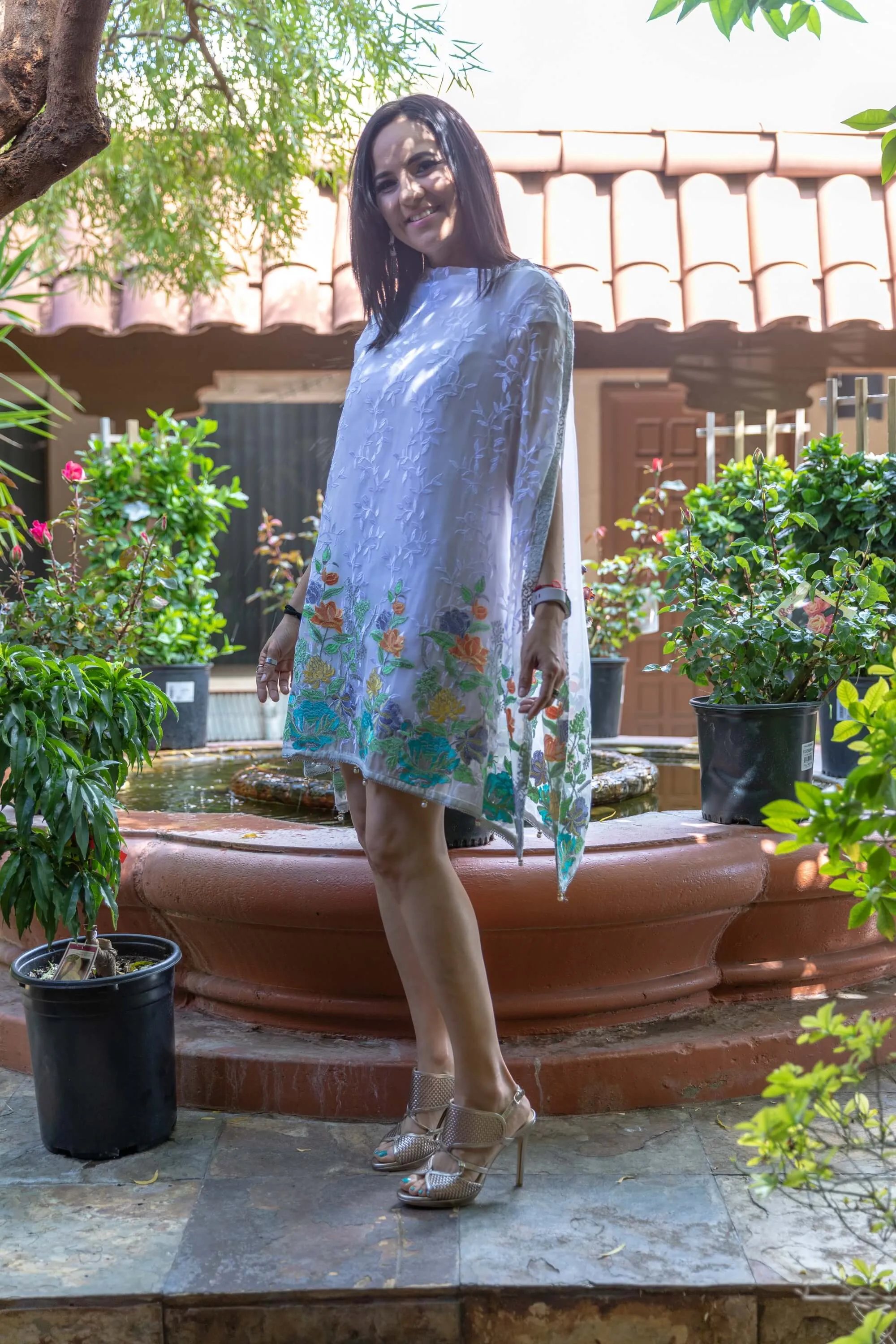 Chiffon Embroidery White Caftan