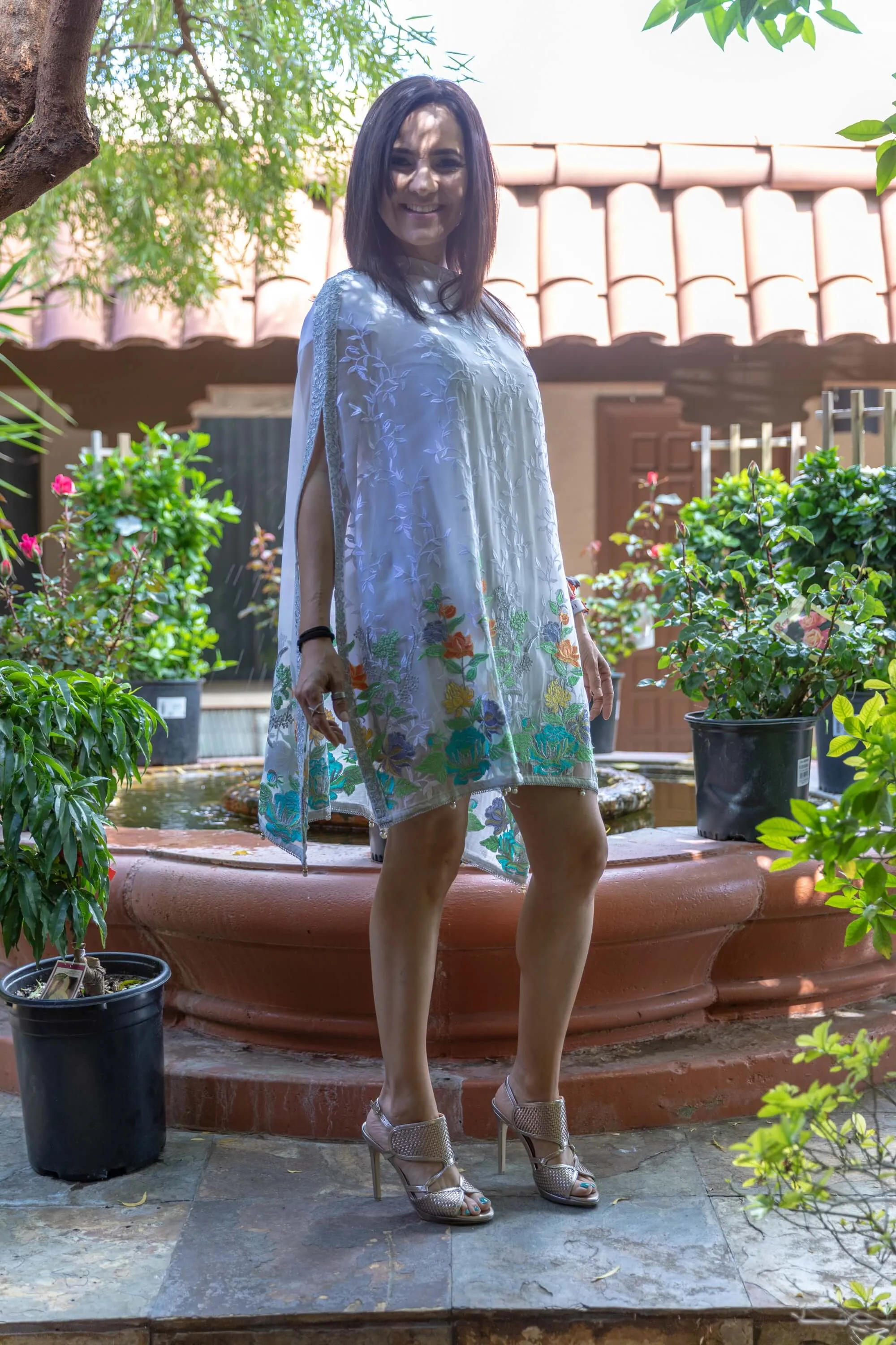 Chiffon Embroidery White Caftan