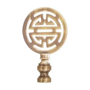 Chinese Shou Longevity Finial in Antique Brass