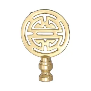 Chinese Shou Longevity Finial in Polished Brass
