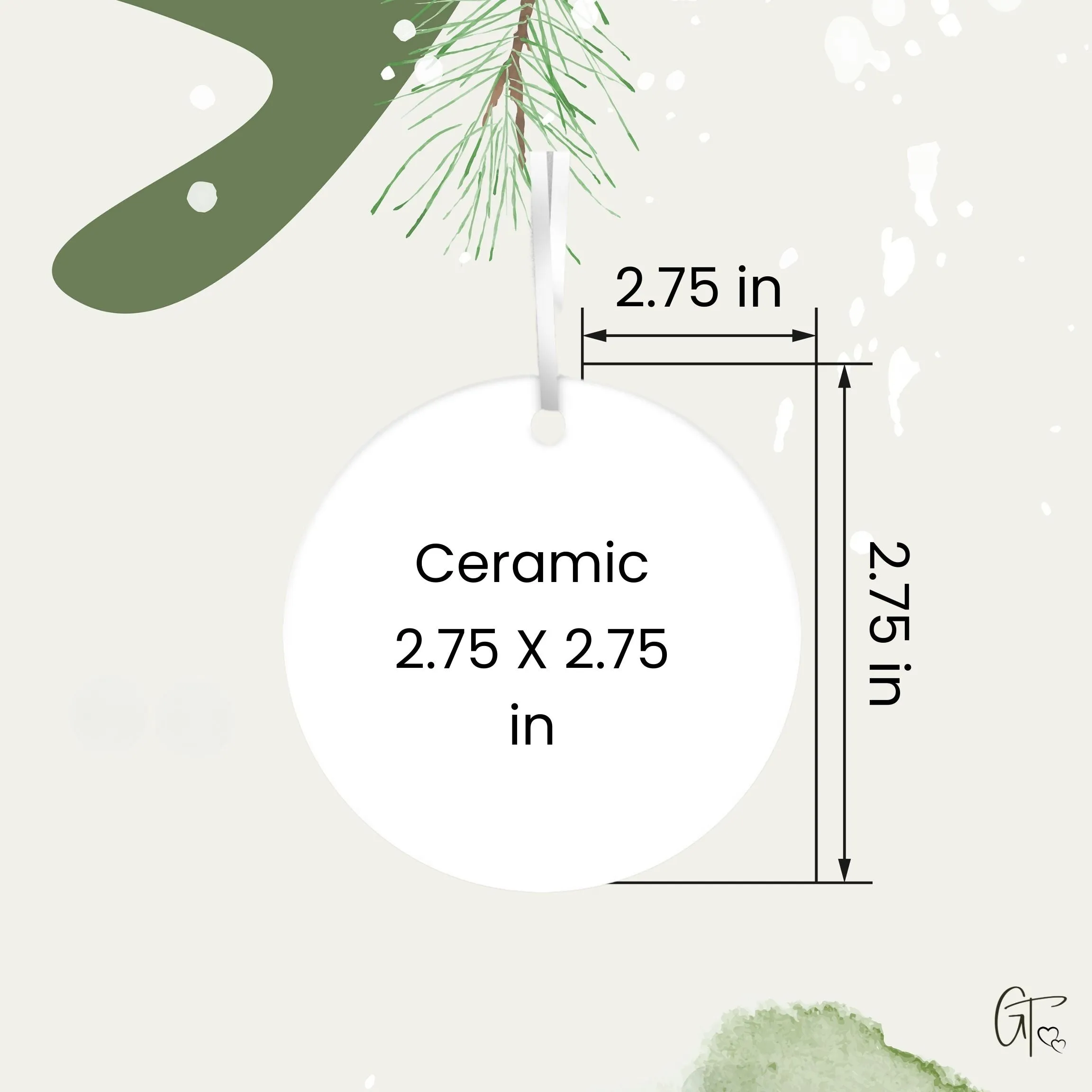 Christmas Gold and Green Ceramic Ornament 34-56