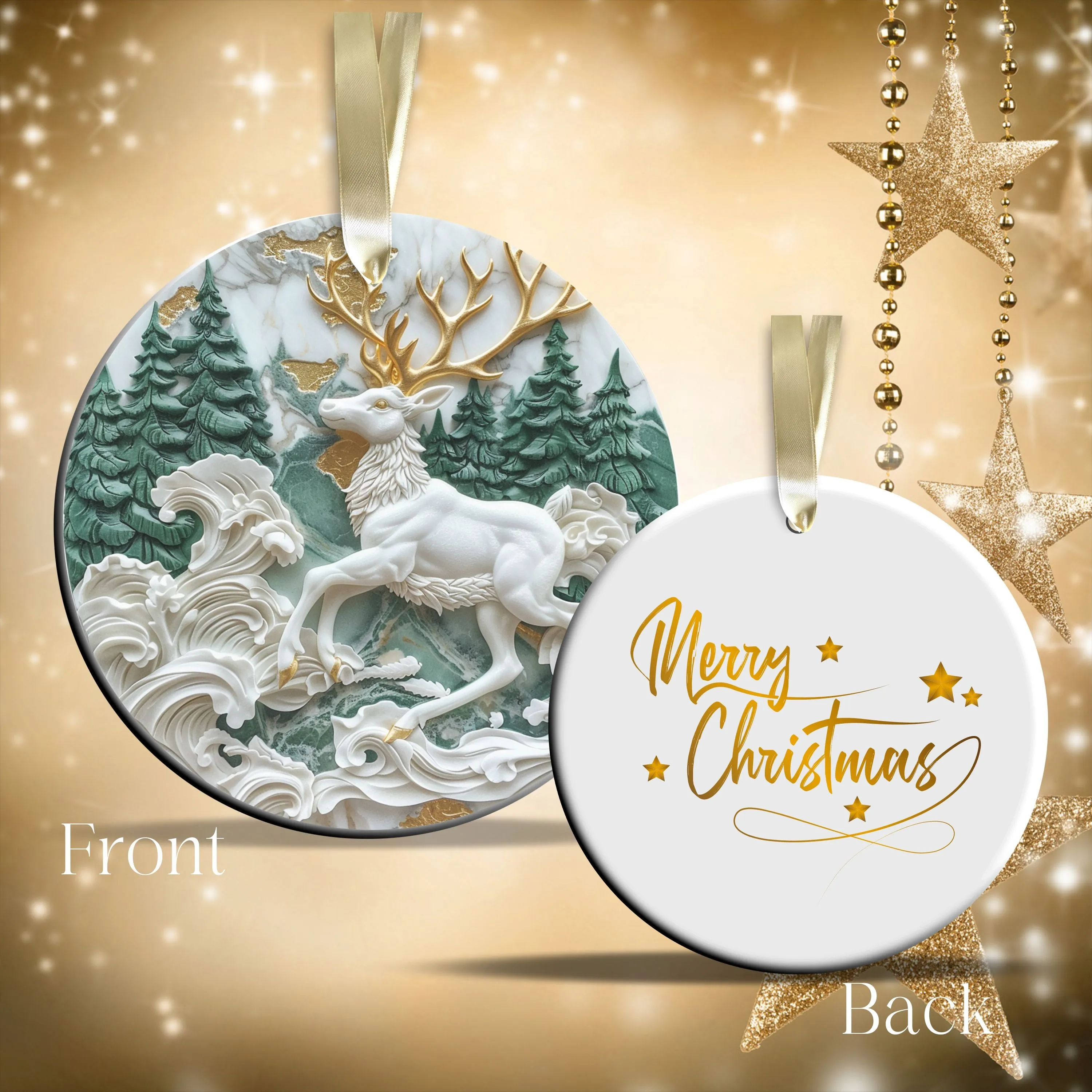 Christmas Reindeer Ceramic Ornament 34-76
