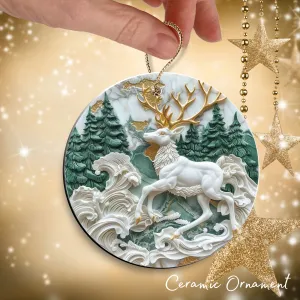 Christmas Reindeer Ceramic Ornament 34-76