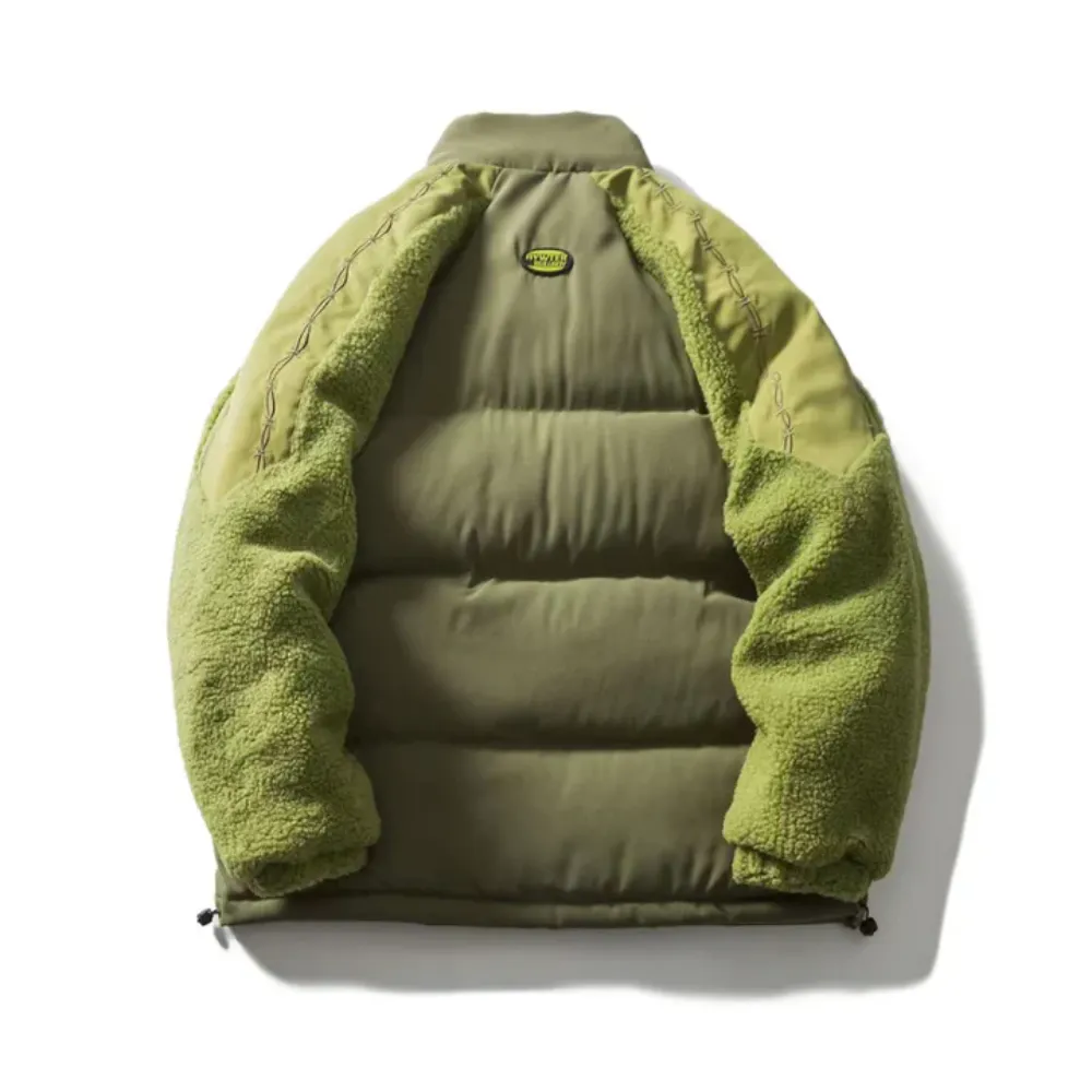 Classic Green Paneled Sherpa Coat