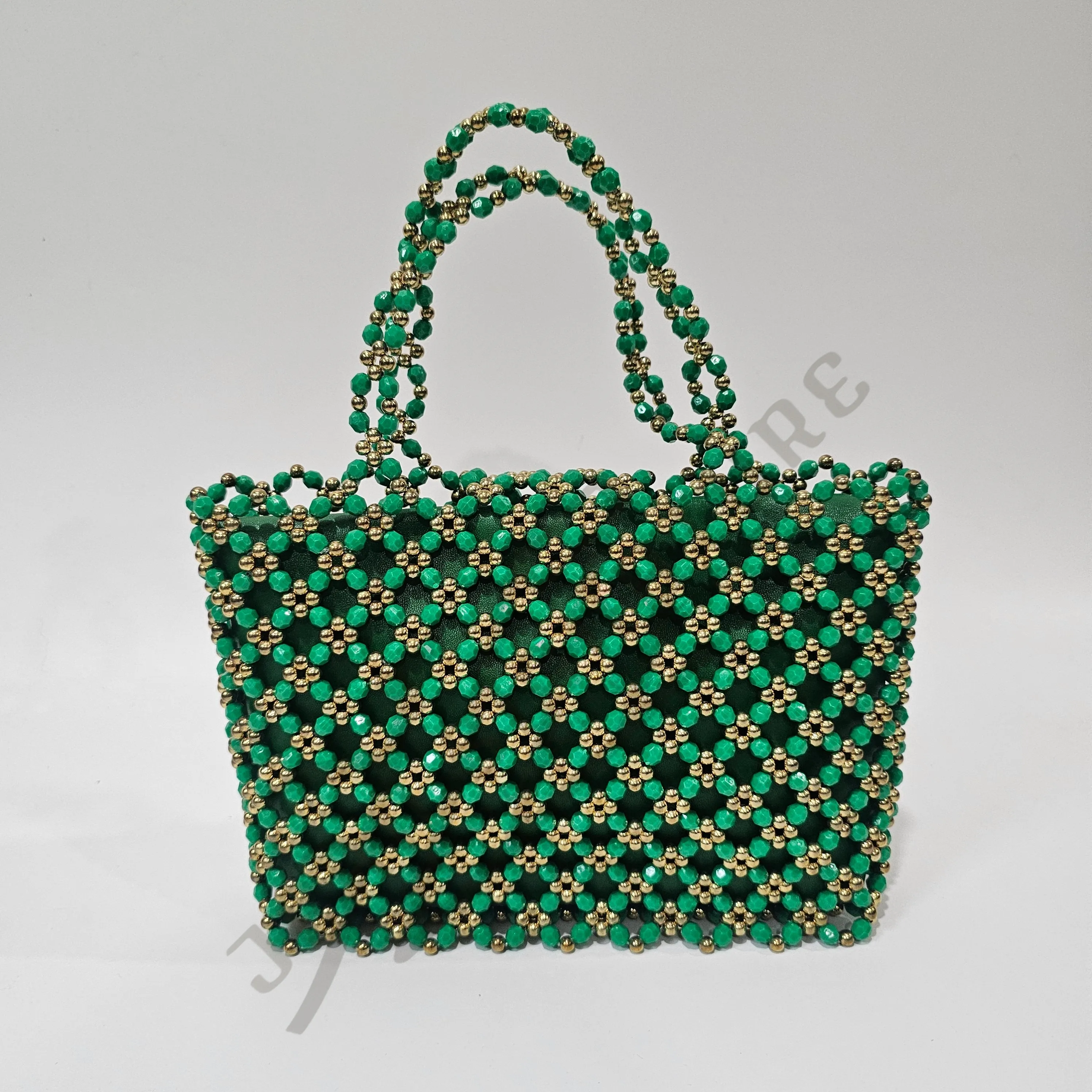 Cloris Beaded Handbag - Green/gold