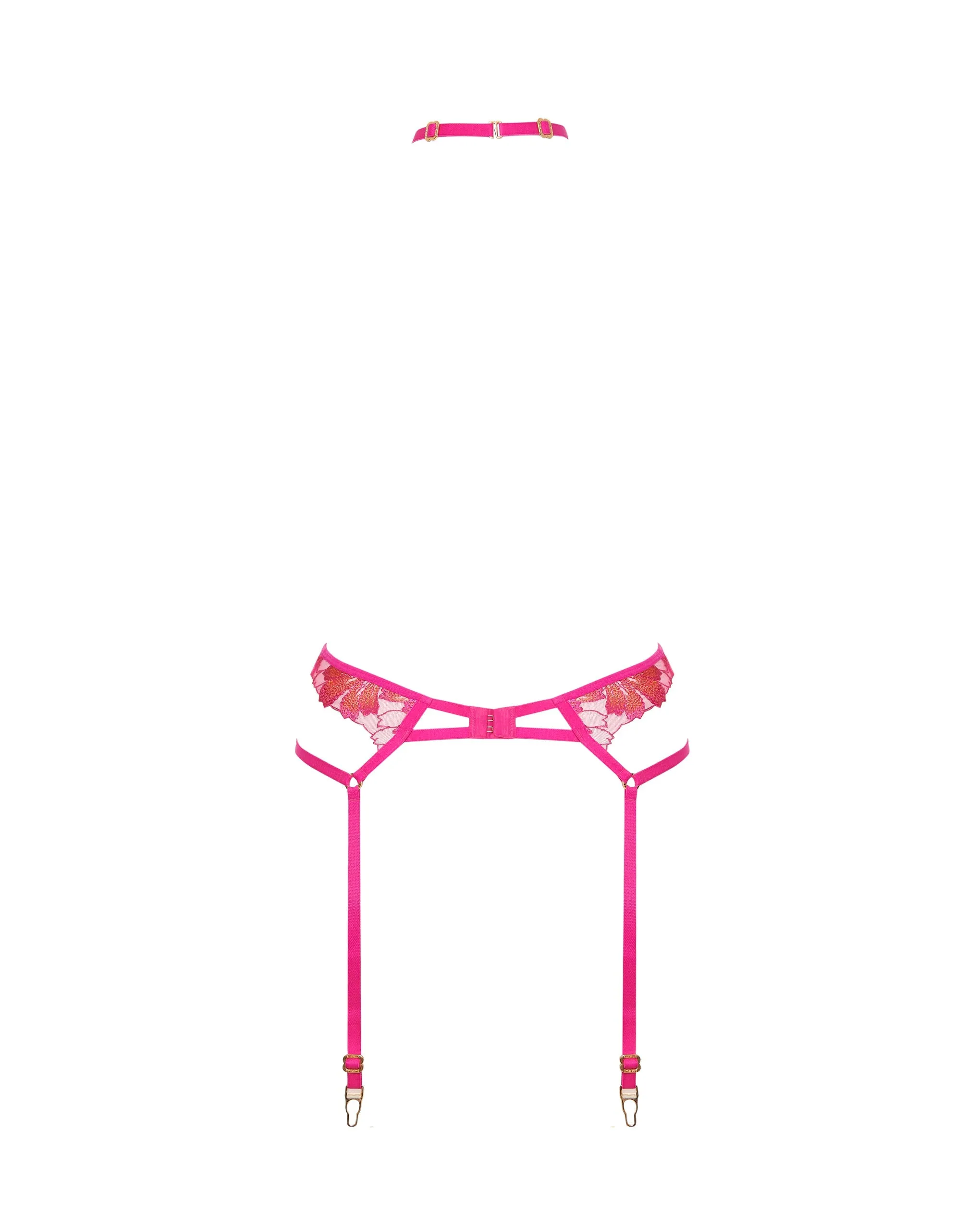 Colette Garter Belt Harness Fuchsia Pink/Orange Pepper