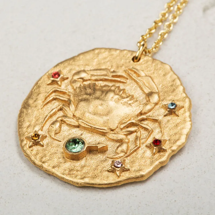 Constellation Cancer Zodiac Sign Pendant Necklace 