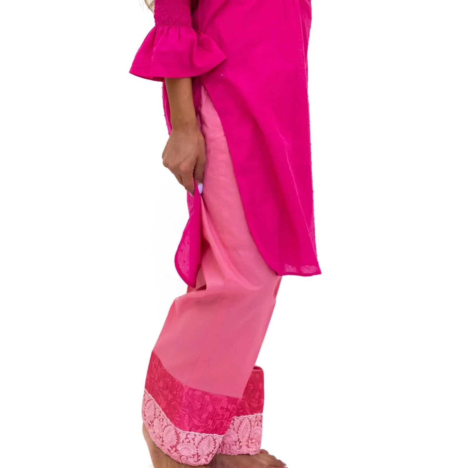 Cotton Magenta Pants - Women's