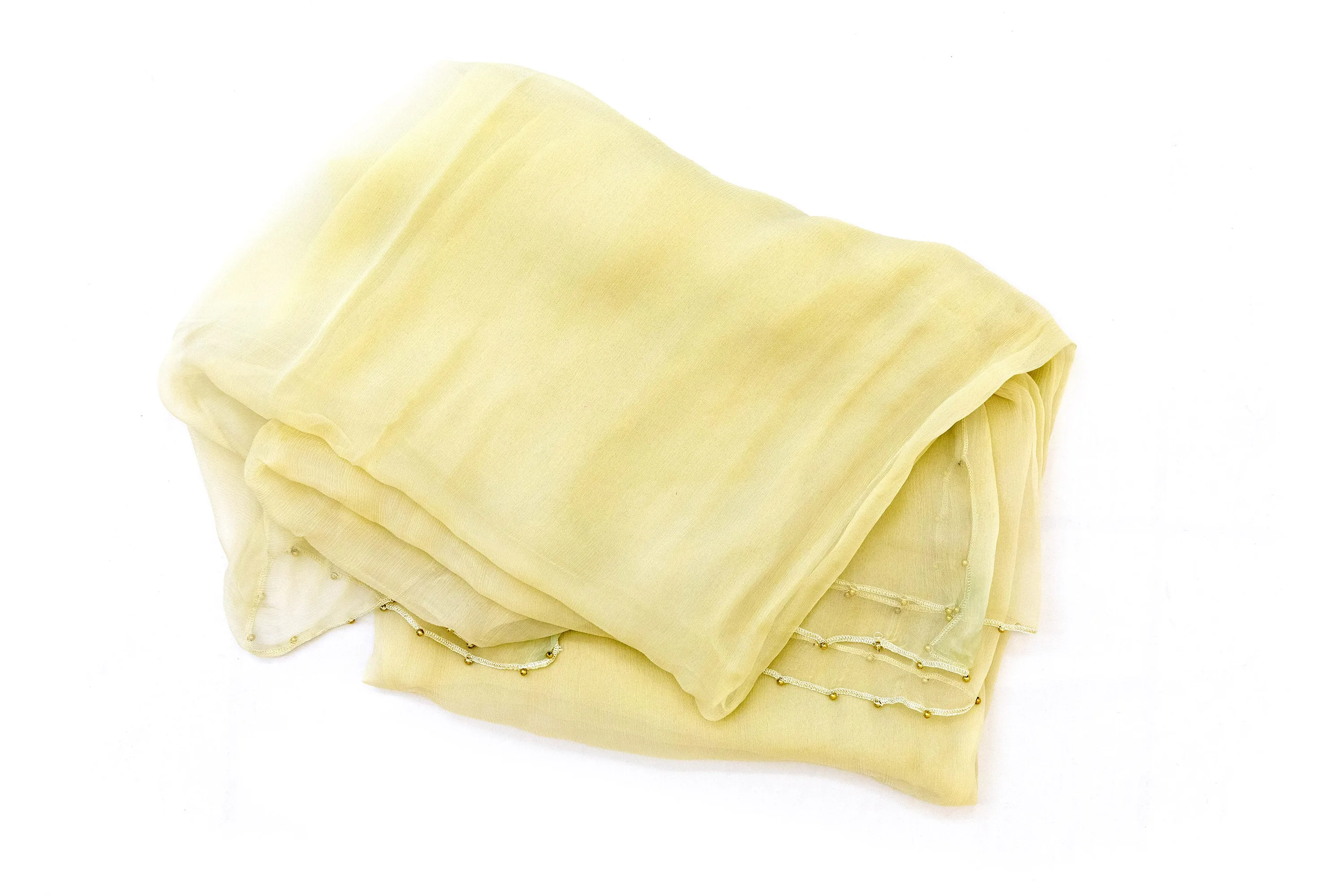 Creme - Beige Chiffon Dupatta - Scarf