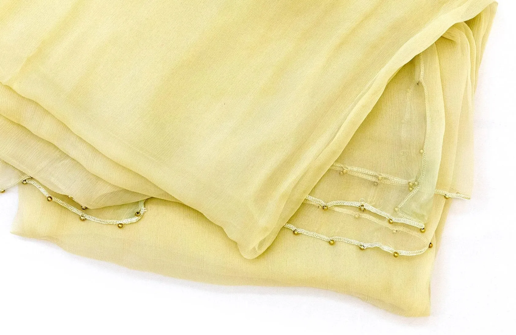 Creme - Beige Chiffon Dupatta - Scarf