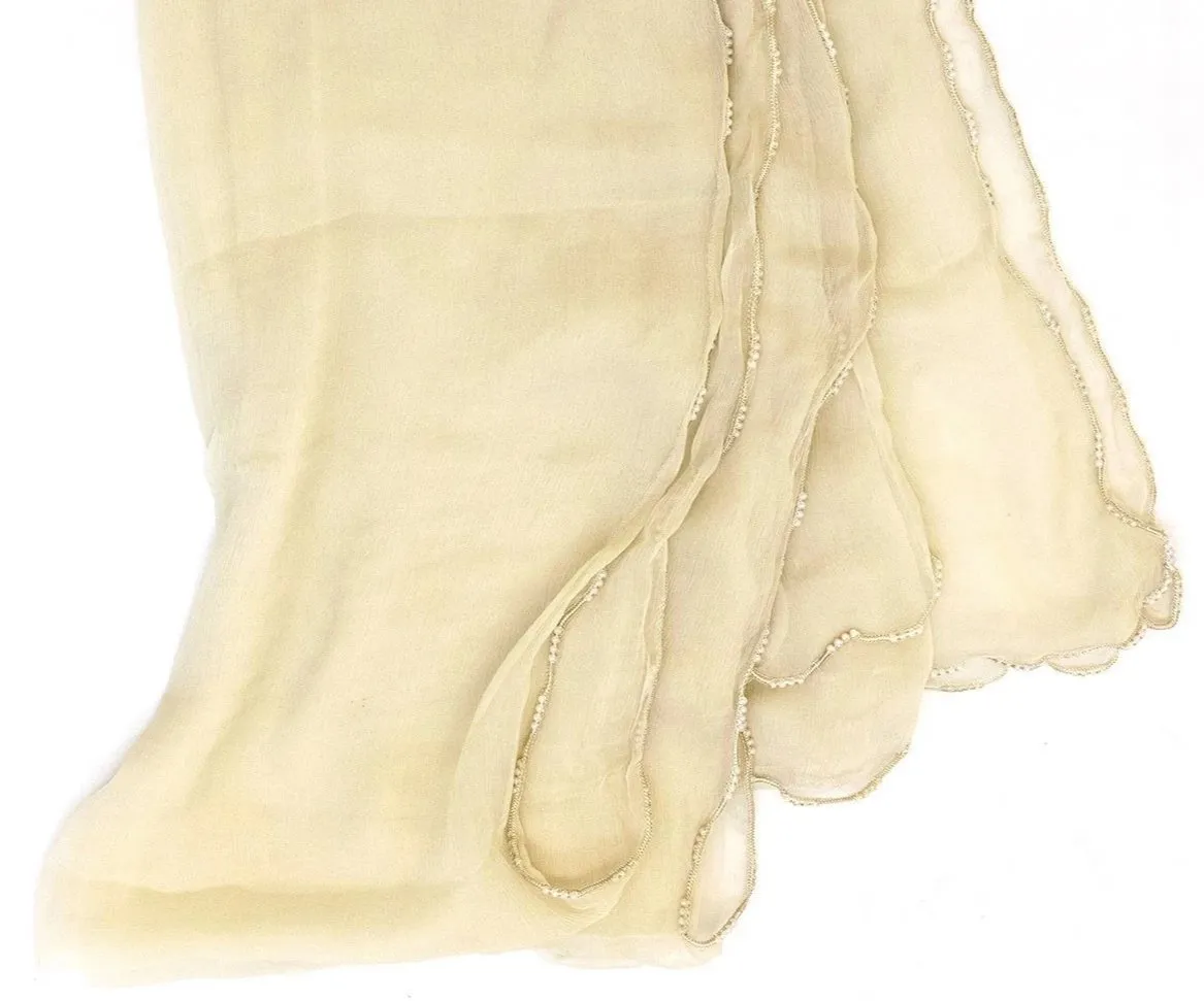 Creme Chiffon Dupatta - Scarf