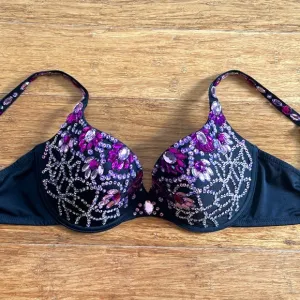 Crown Jewels Push Up Bra Embellished With Assorted Purple Stons &amp; Sequins, 34D