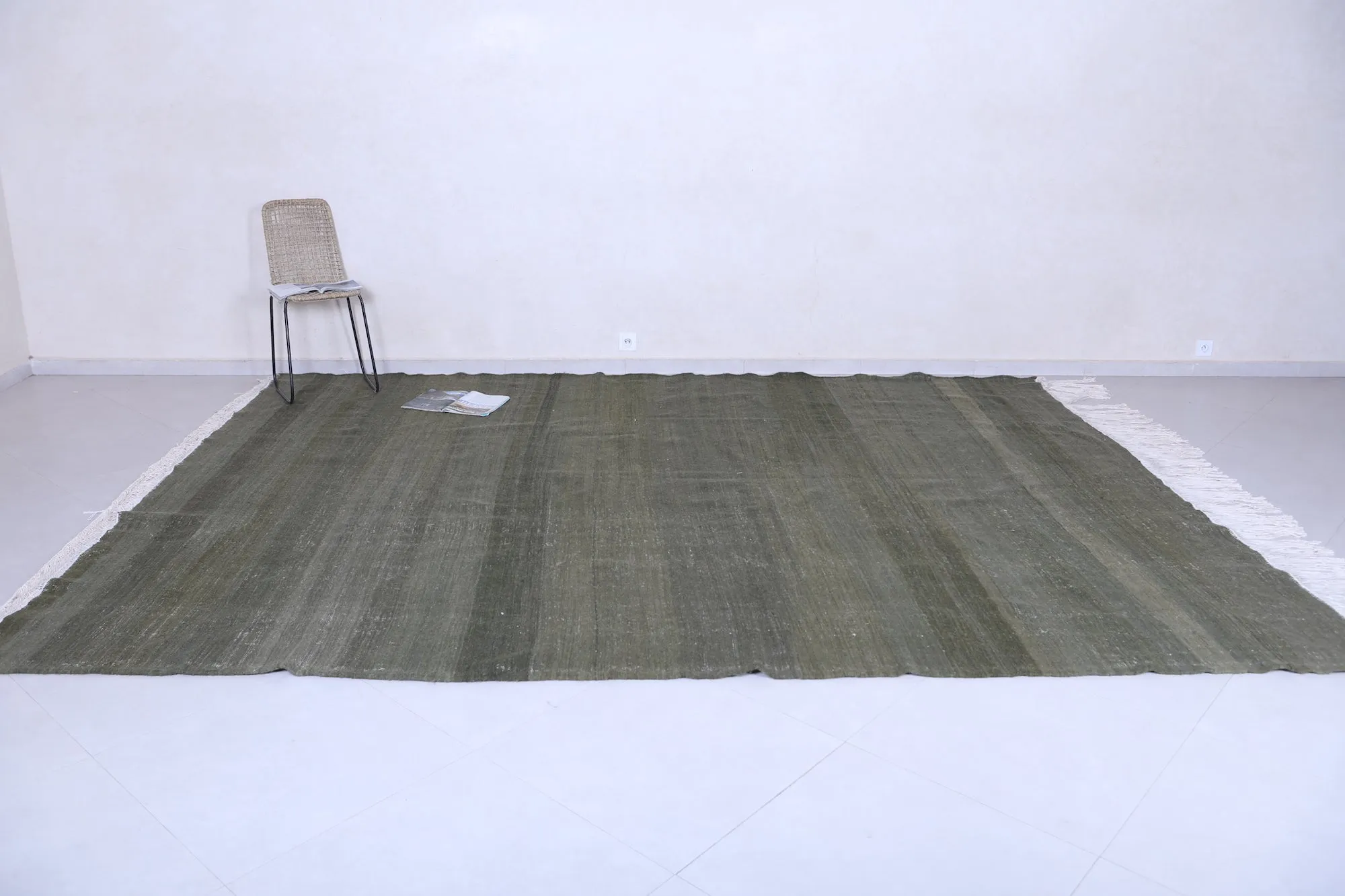Custom hand woven kilim rug - Green moroccan rug