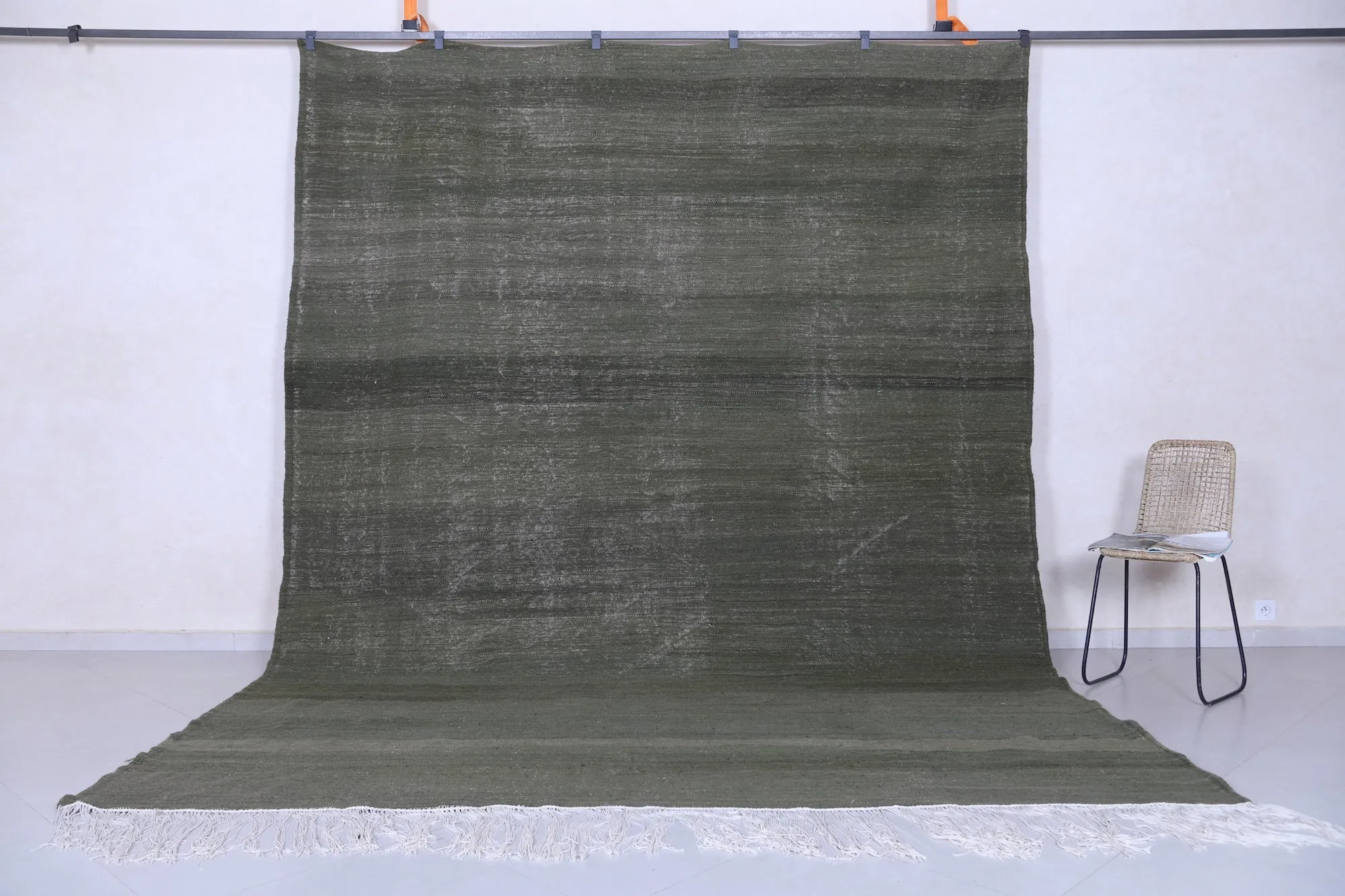 Custom hand woven kilim rug - Green moroccan rug