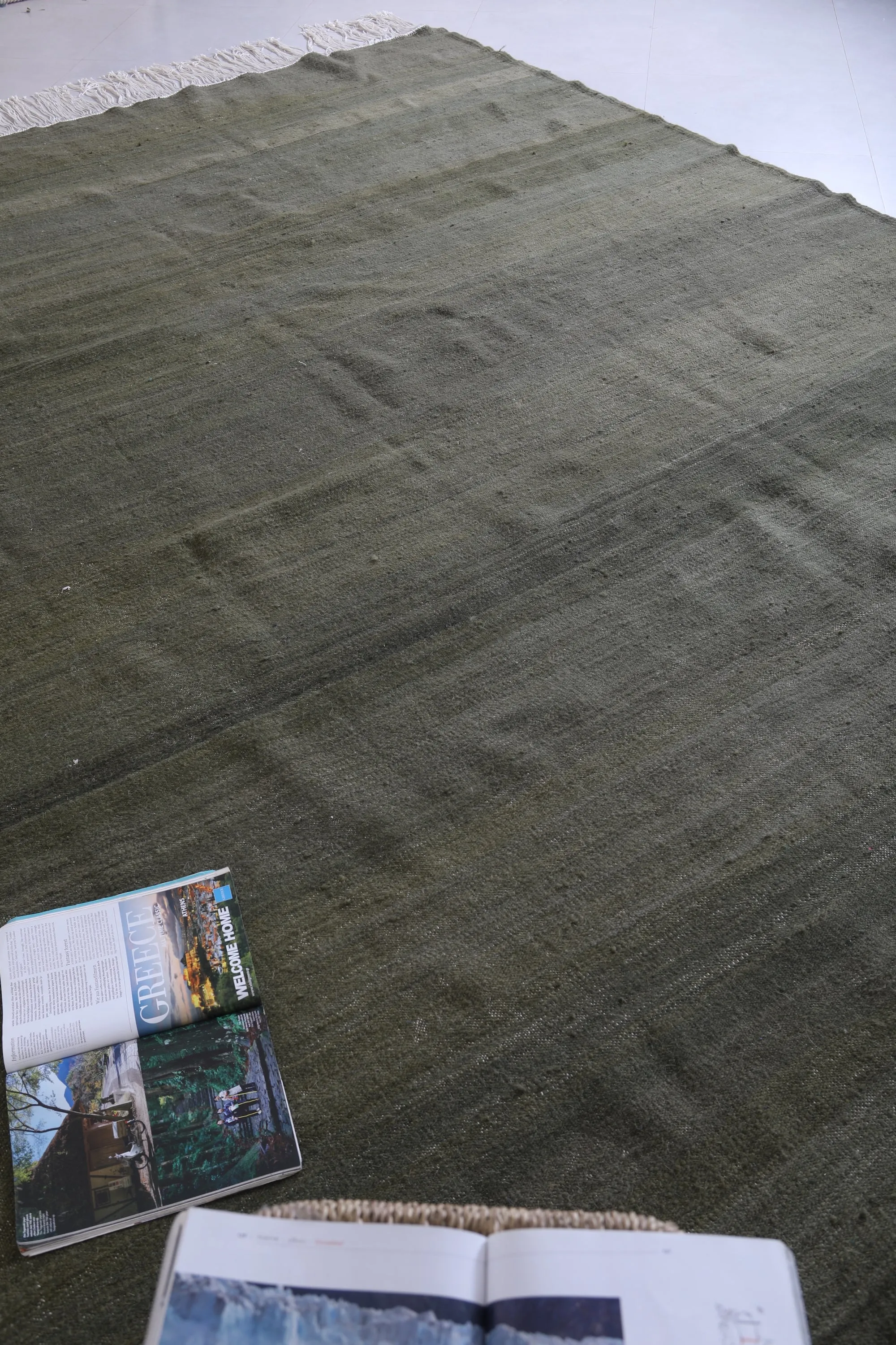 Custom hand woven kilim rug - Green moroccan rug