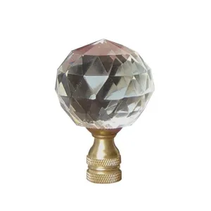 Cut Crystal Ball Finial on Polished Brass Base