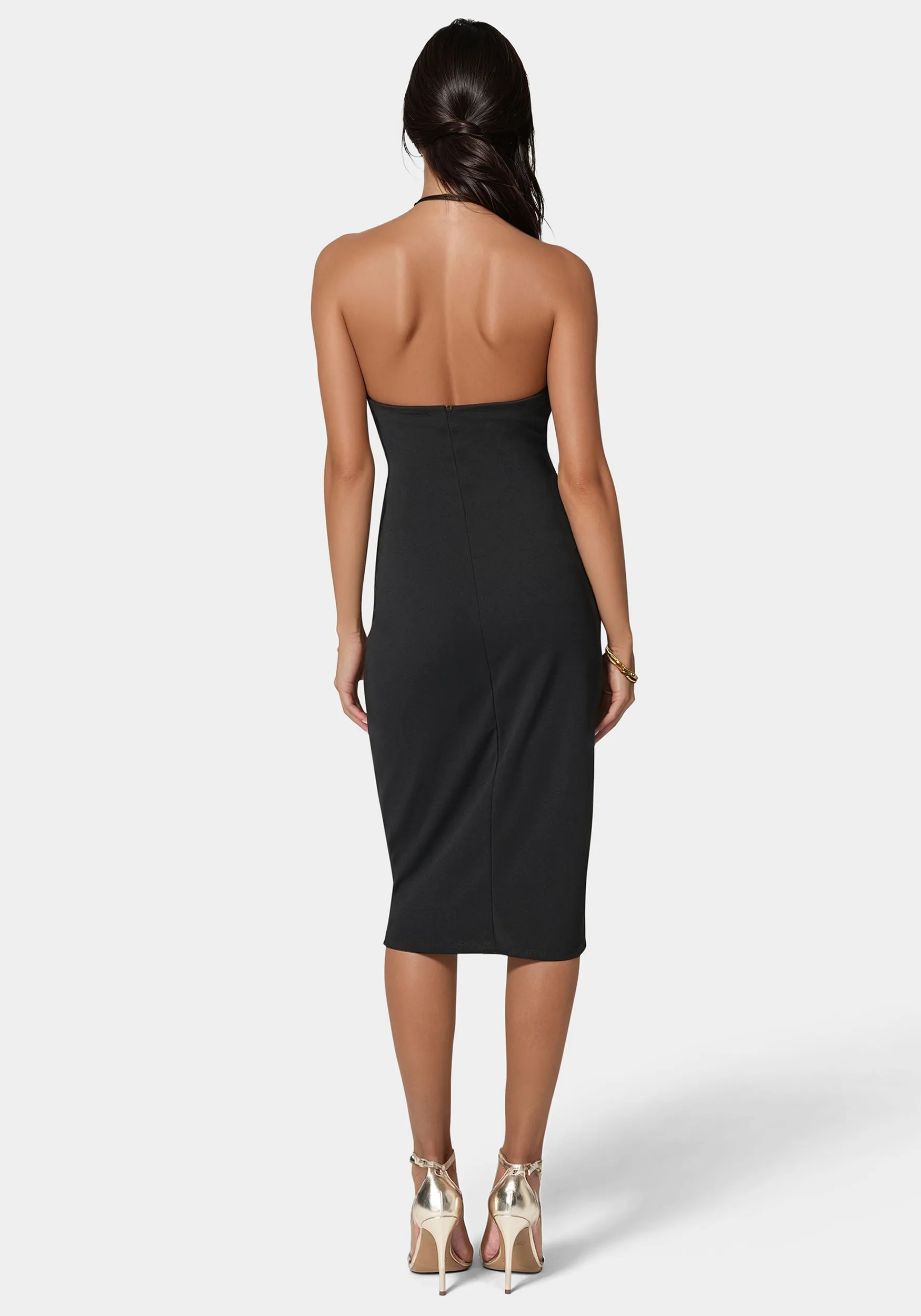 Cutout Choker Neck Midi Dress