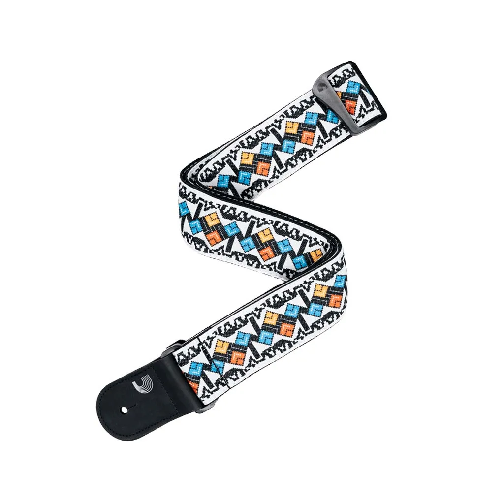 D'Addario Eco-Comfort Jacquard Woven Guitar Strap, White