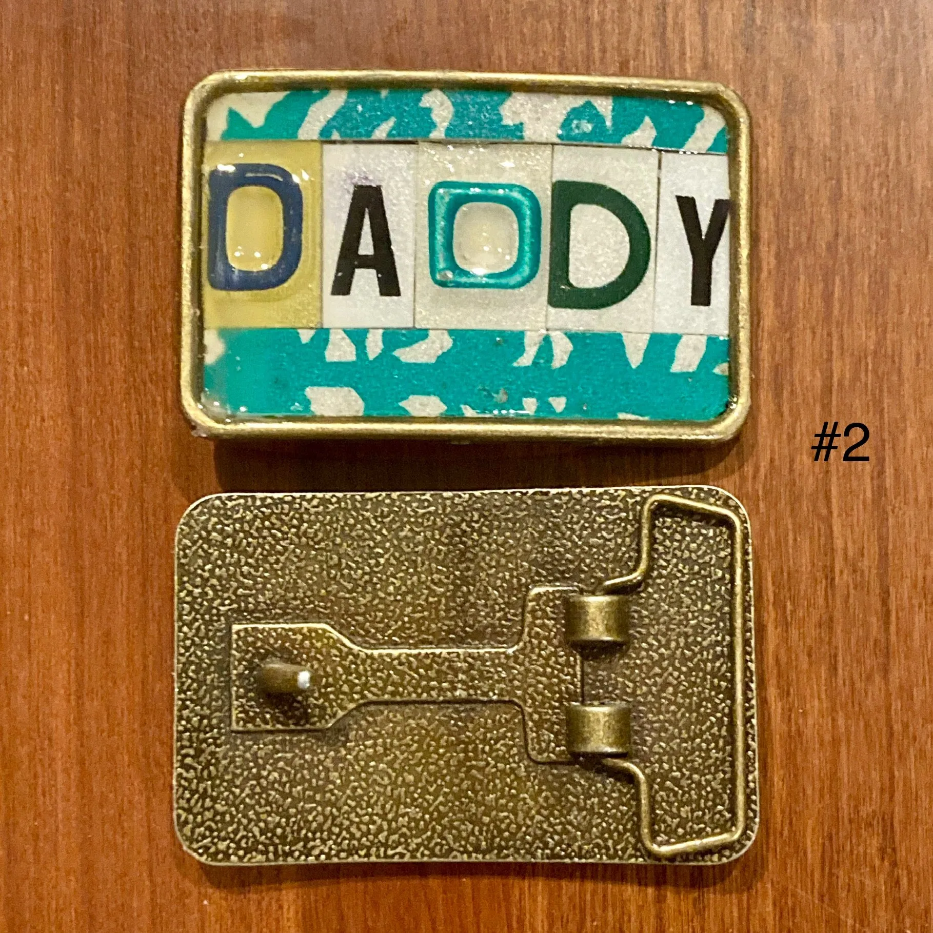 Daddy Upcycled License Plate Belt Buckle