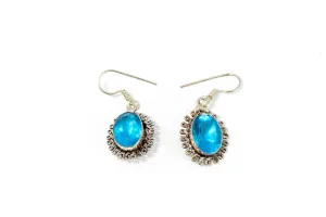 Dangle Earrings With Large Blue Stone