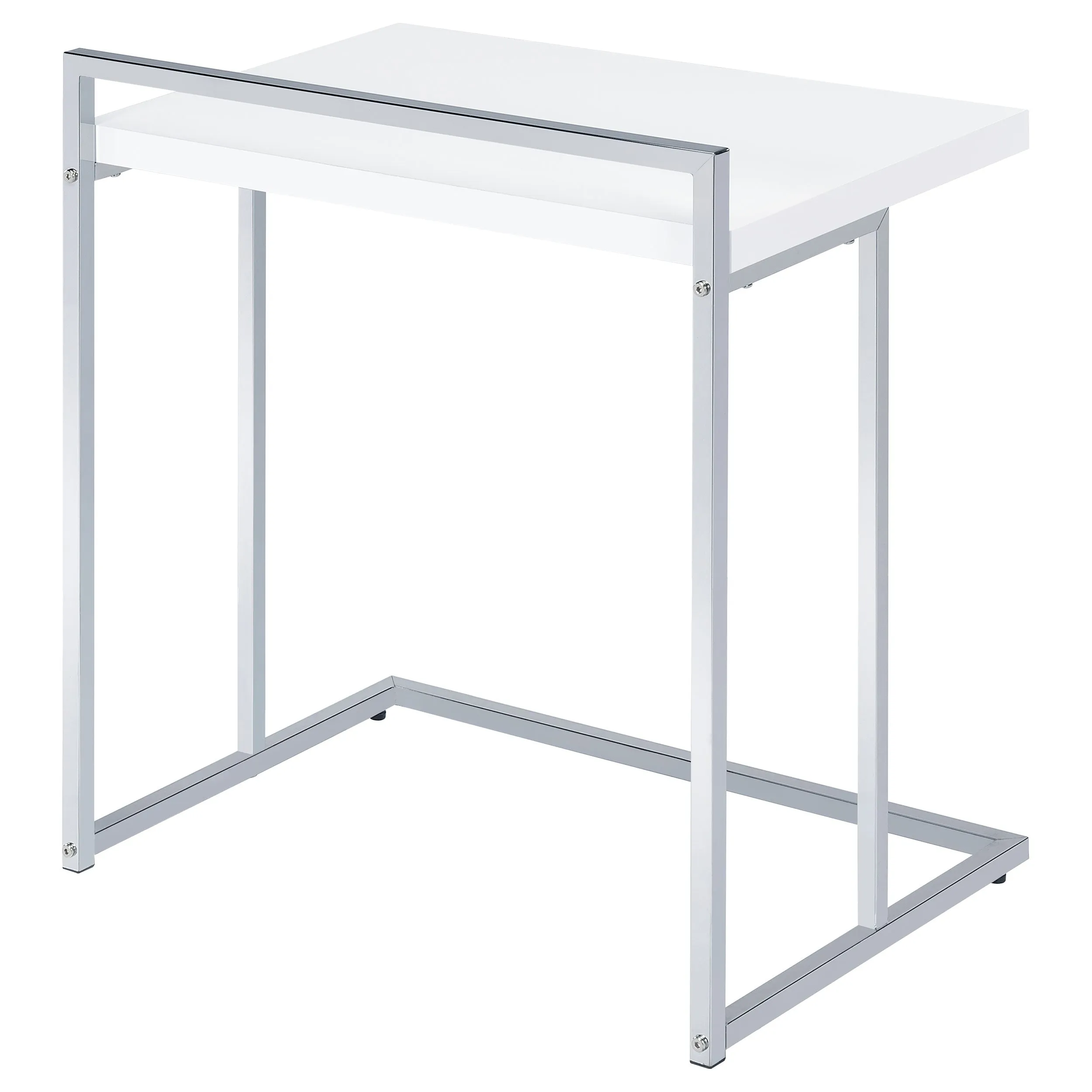 Dani Rectangular C-Shaped Sofa Side Table White High Gloss