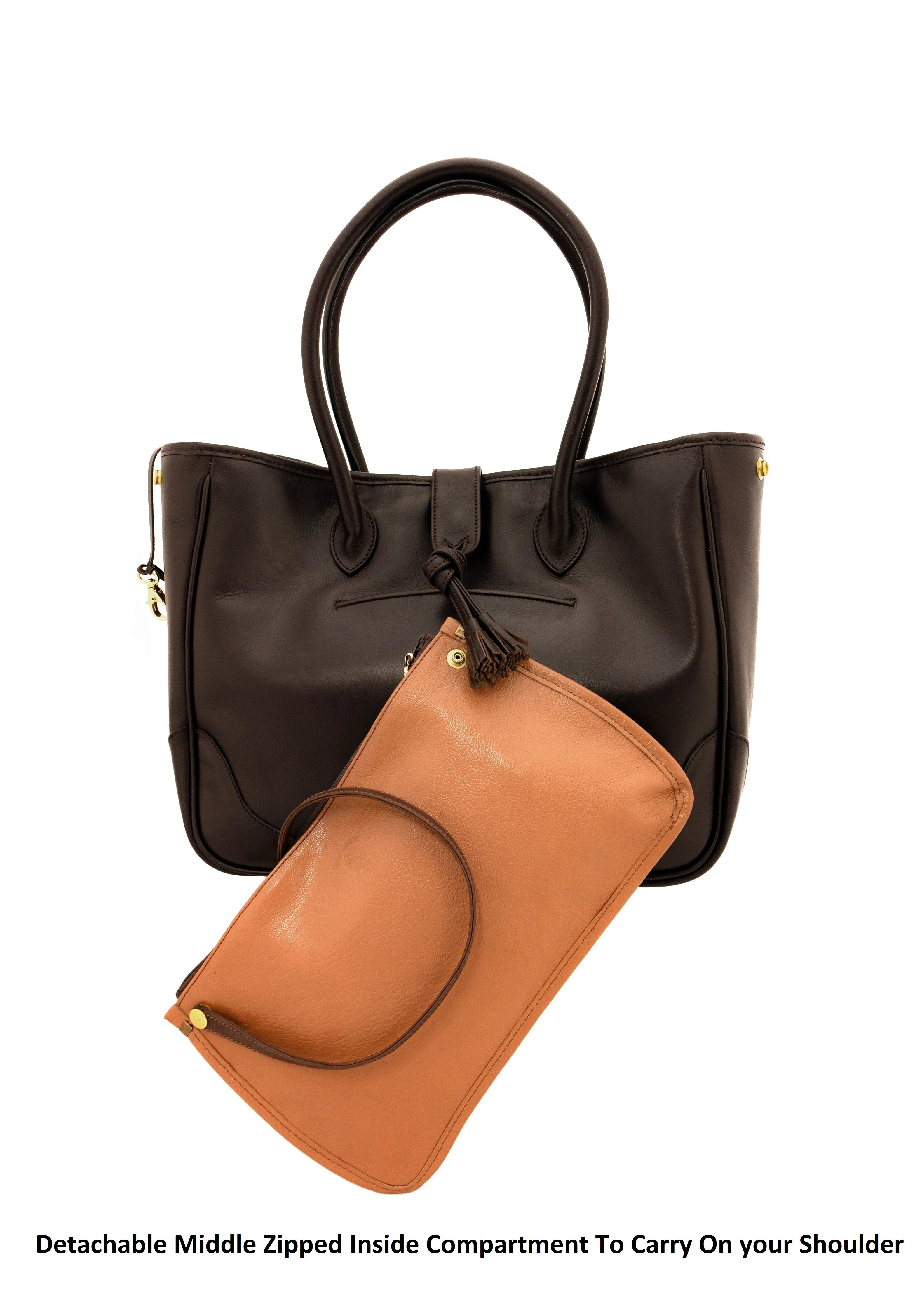 DEBUSSY- TOTE Bag (fourre-tout) With Tassel-Secured Hooked magnet Closure - Can be transformed to a basket shape, with: Detachable Middle Zipped compartment To Carry On your shoulder)