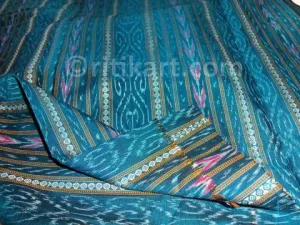 Deep Sky Blue Color Bandha Design Sambalpuri Salwar Suit
