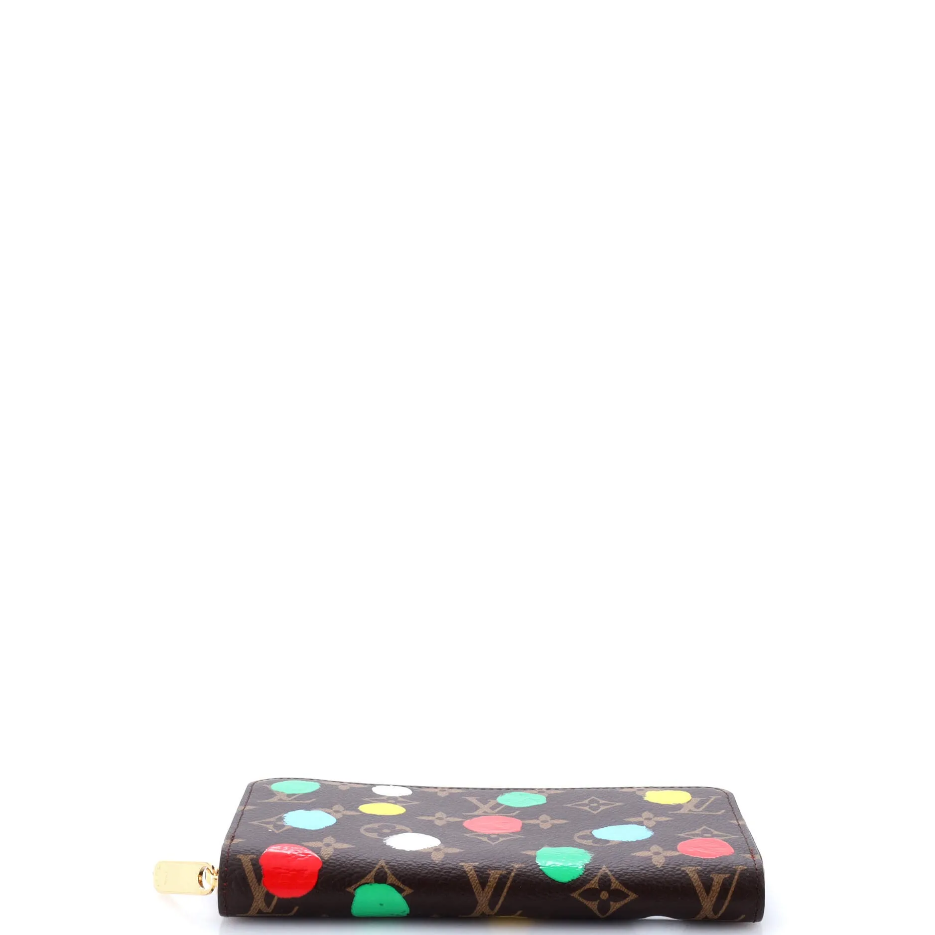 Designer Zippy Wallet Yayoi Kusama Painted Dots Monogram Canvas