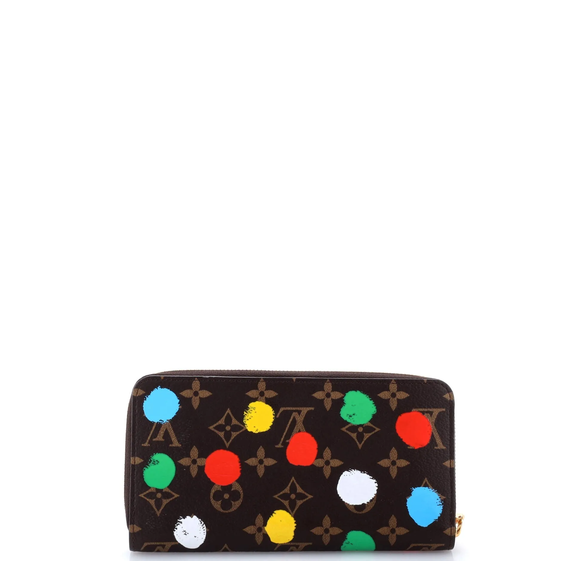 Designer Zippy Wallet Yayoi Kusama Painted Dots Monogram Canvas