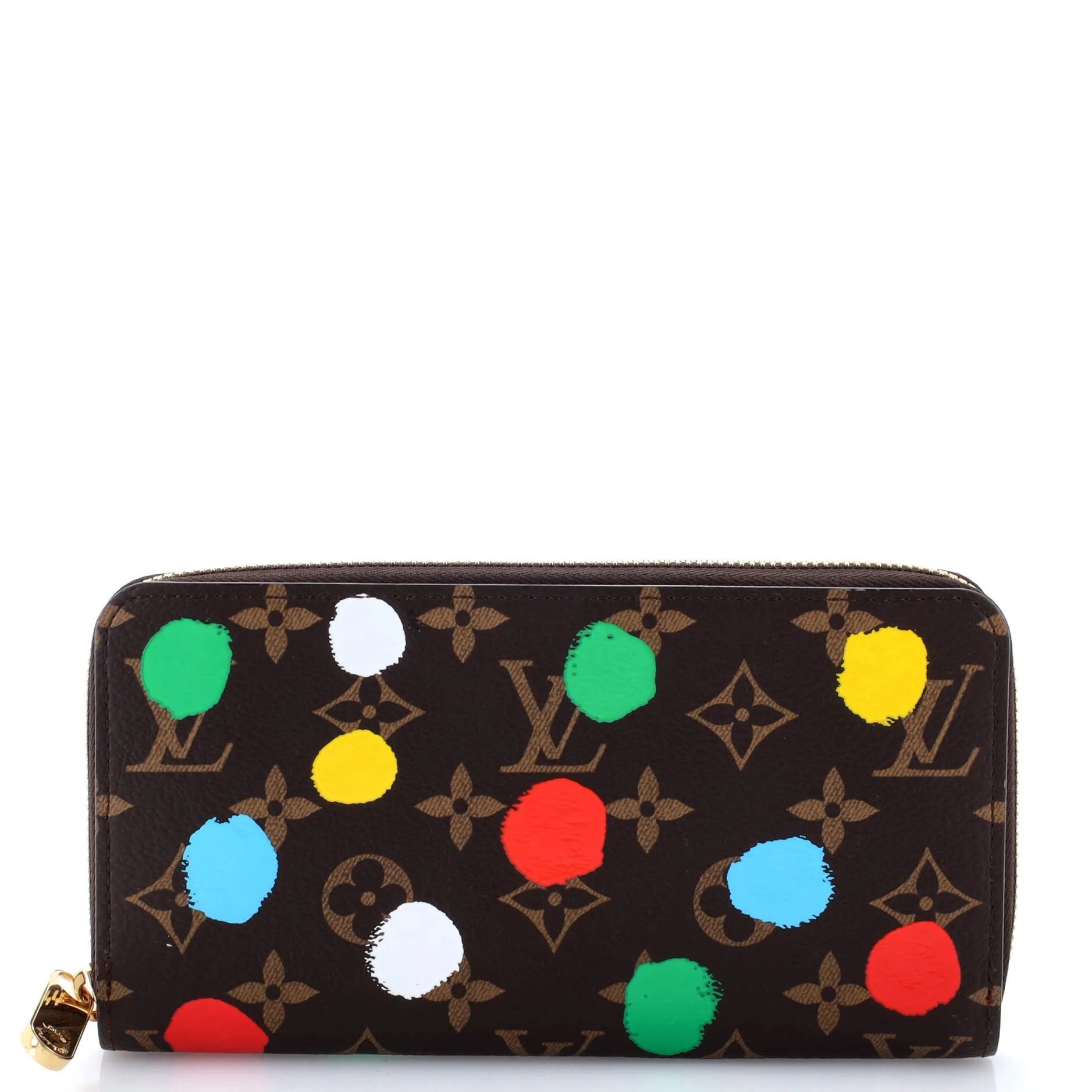 Designer Zippy Wallet Yayoi Kusama Painted Dots Monogram Canvas