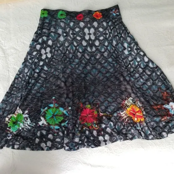 Desigual Cirque du Soleil Skirt, Artsy Pattern Mermaid Wearable Art, Size Small
