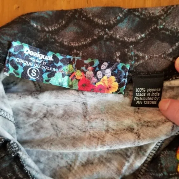 Desigual Cirque du Soleil Skirt, Artsy Pattern Mermaid Wearable Art, Size Small
