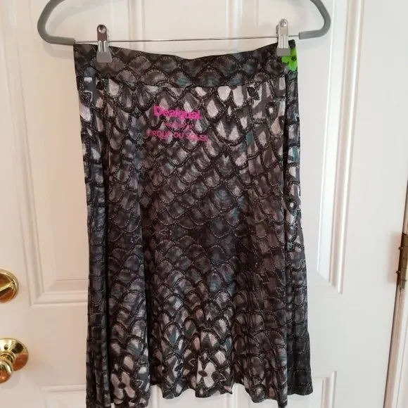 Desigual Cirque du Soleil Skirt, Artsy Pattern Mermaid Wearable Art, Size Small