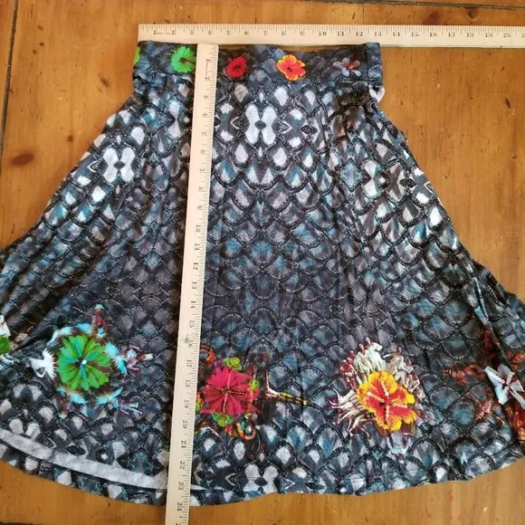 Desigual Cirque du Soleil Skirt, Artsy Pattern Mermaid Wearable Art, Size Small