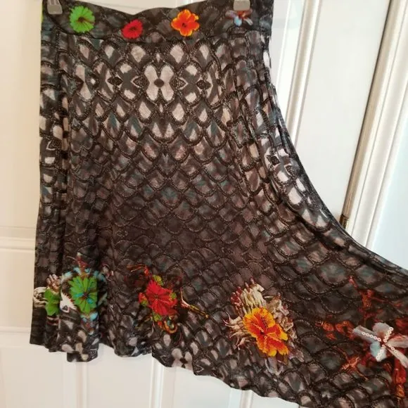 Desigual Cirque du Soleil Skirt, Artsy Pattern Mermaid Wearable Art, Size Small