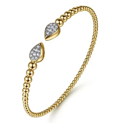 Diamond Open Cuff Bangle in 14K Yellow Gold