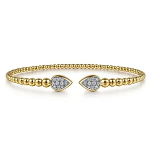 Diamond Open Cuff Bangle in 14K Yellow Gold