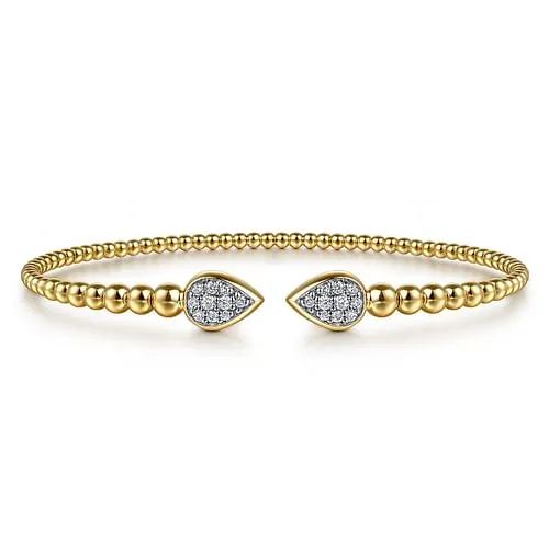 Diamond Open Cuff Bangle in 14K Yellow Gold