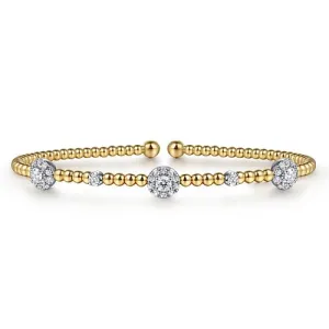 Diamond Station Bangle Bracelet in 14K Two Tone Gold