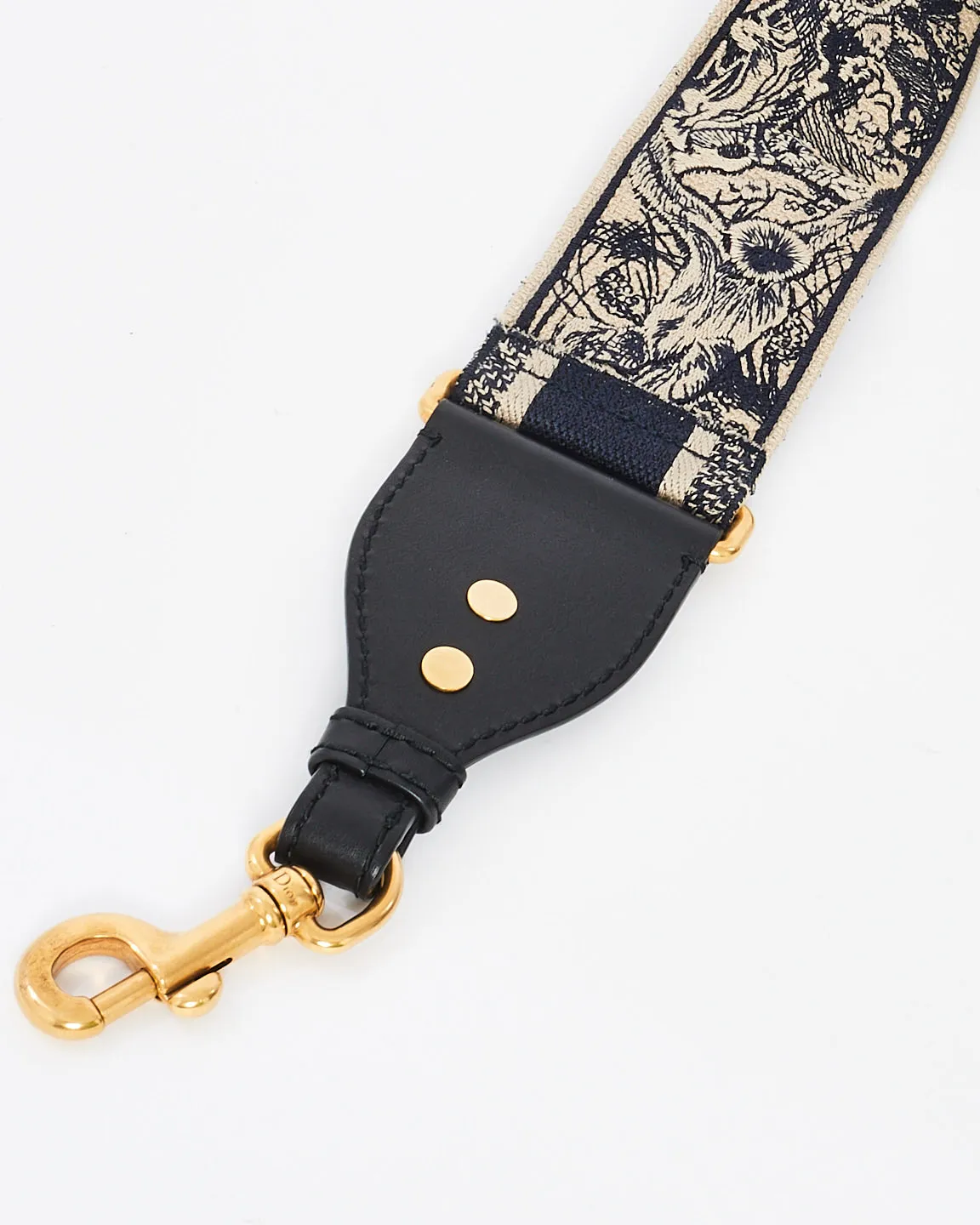 Dior Navy Blue Oblique Logo Canvas Guitar Strap