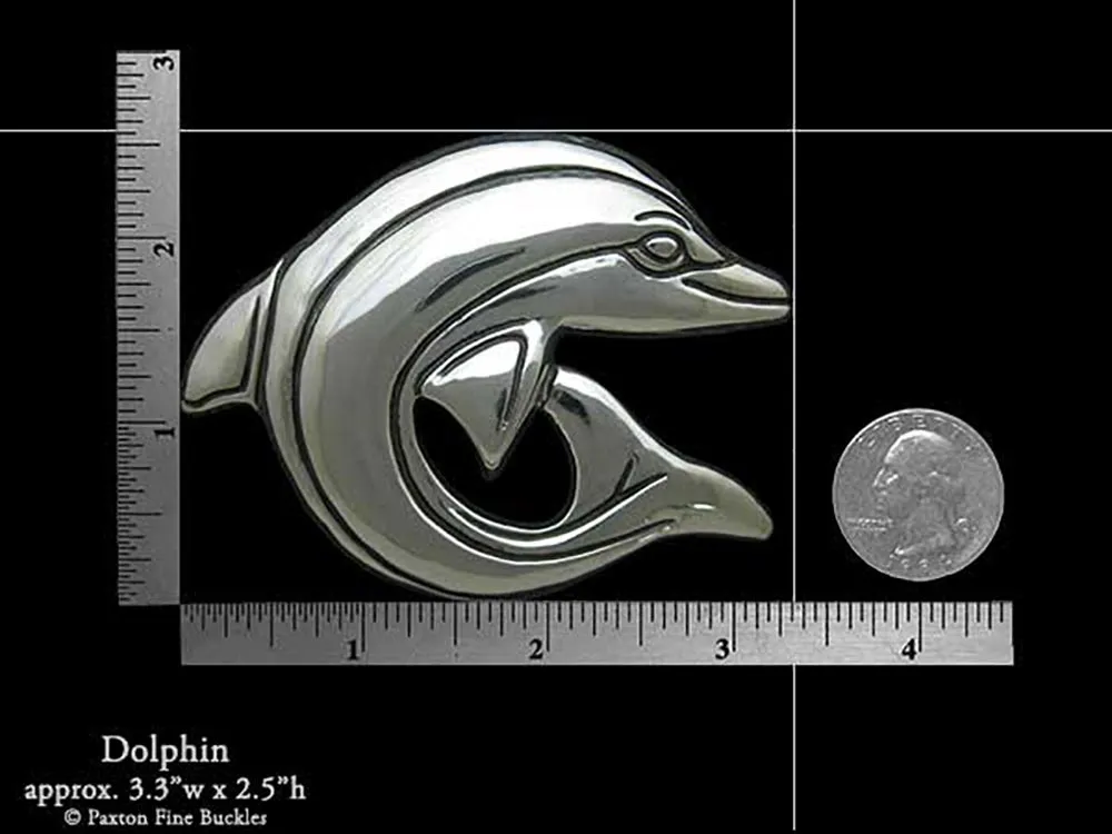 Dolphin Belt Buckle Sterling Silver or Yellow Brass