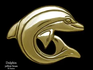 Dolphin Belt Buckle Sterling Silver or Yellow Brass