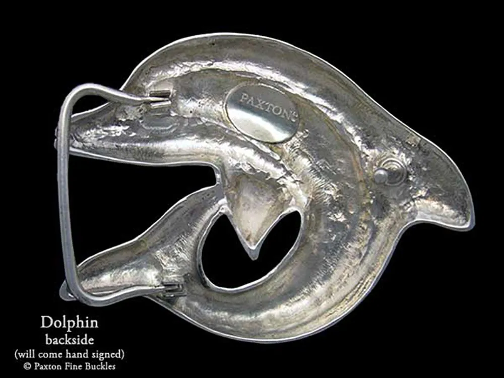 Dolphin Belt Buckle Sterling Silver or Yellow Brass