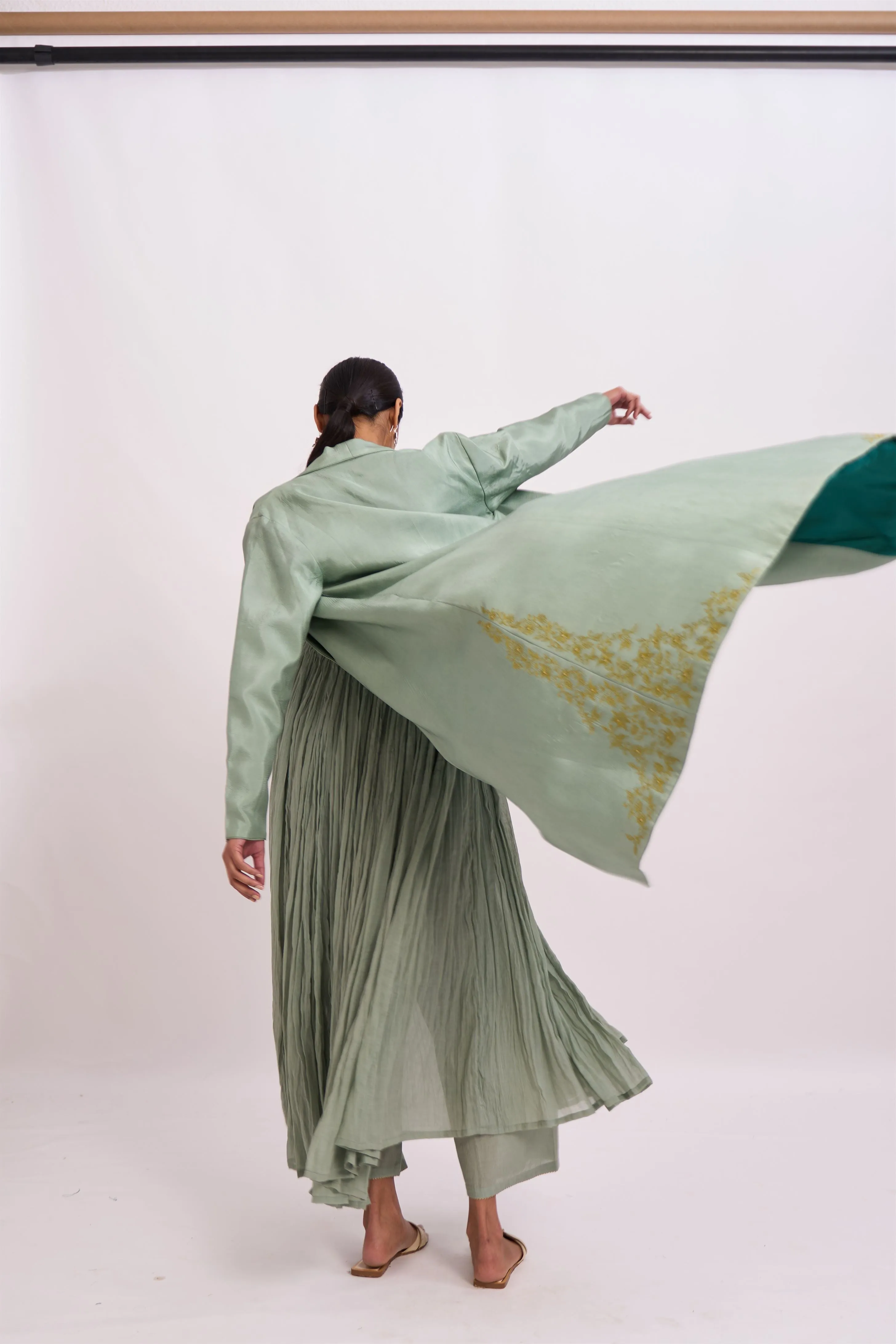 Dot   I   Navya Jasrah Light Green Jacket Silk Fabric In Jacket  Sea Green  SS24-NJ-1