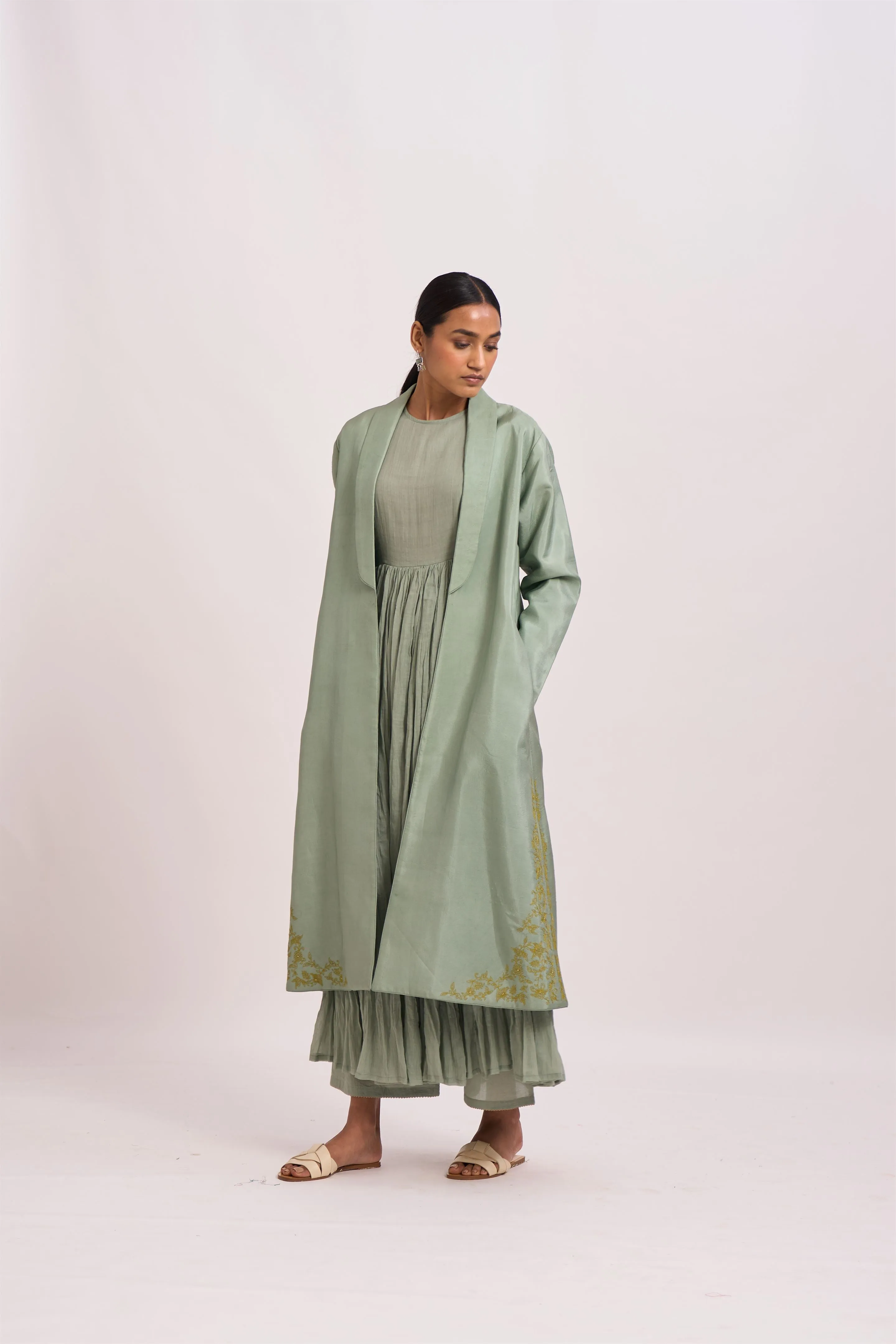 Dot   I   Navya Jasrah Light Green Jacket Silk Fabric In Jacket  Sea Green  SS24-NJ-1