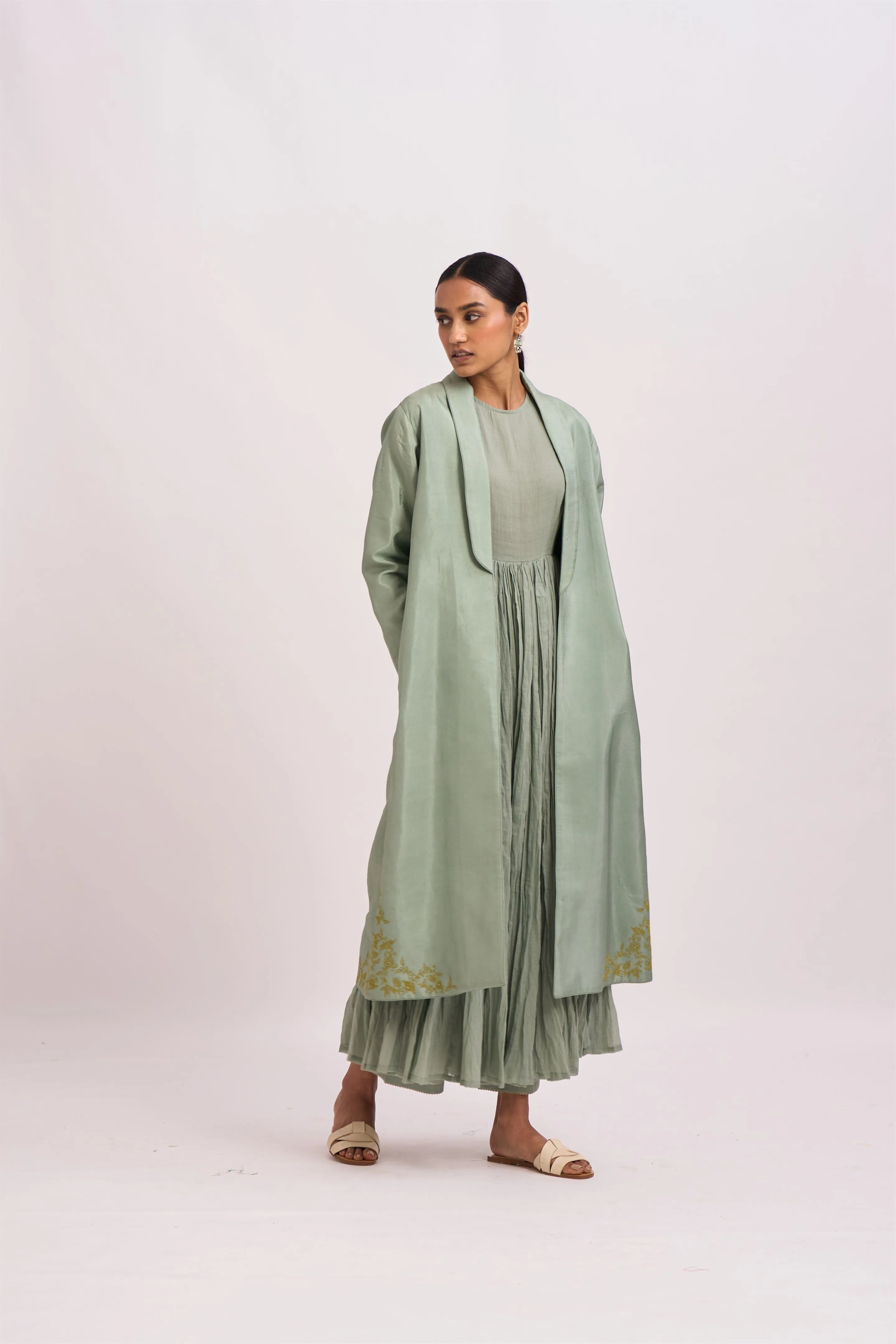 Dot   I   Navya Jasrah Light Green Jacket Silk Fabric In Jacket  Sea Green  SS24-NJ-1