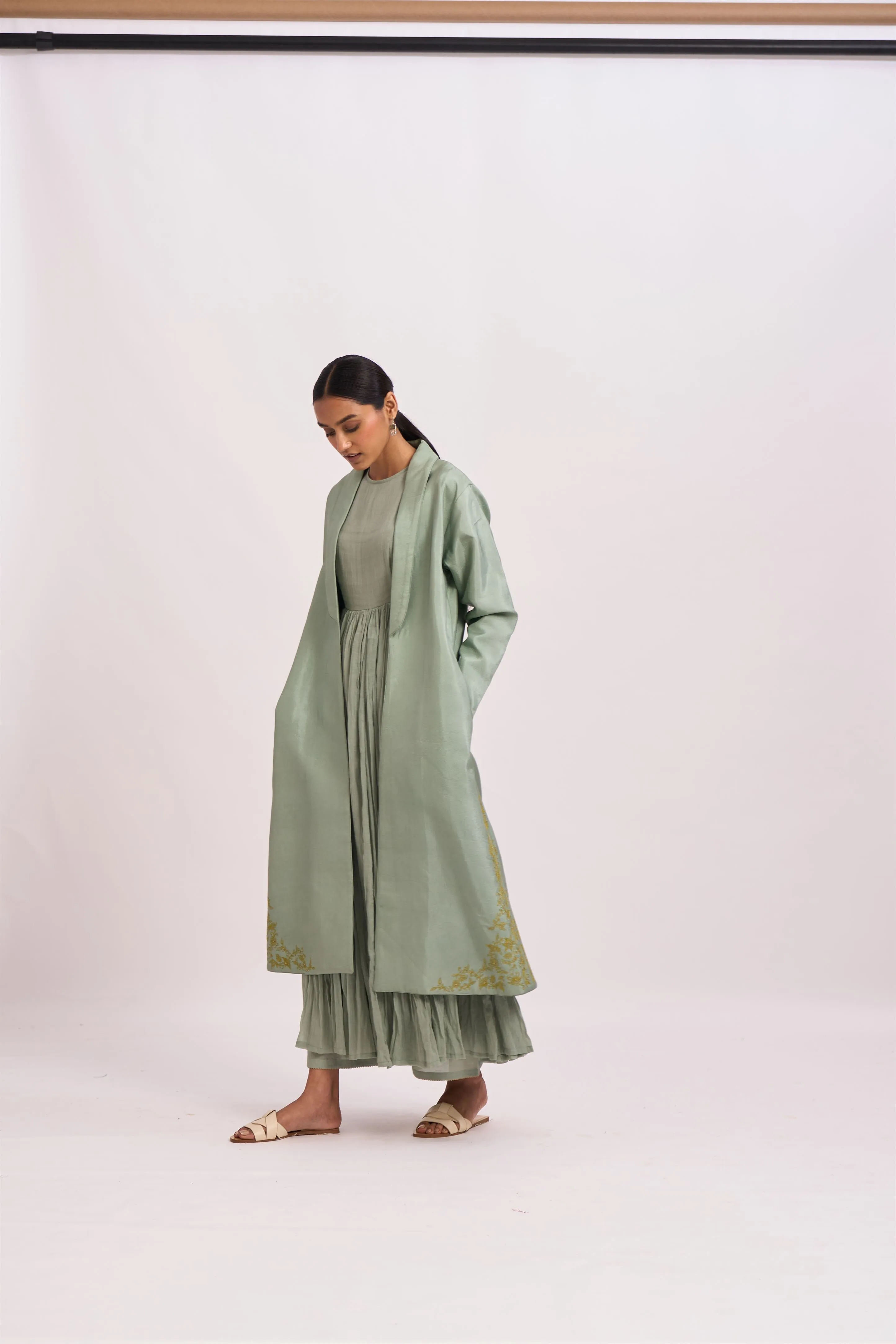 Dot   I   Navya Jasrah Light Green Jacket Silk Fabric In Jacket  Sea Green  SS24-NJ-1