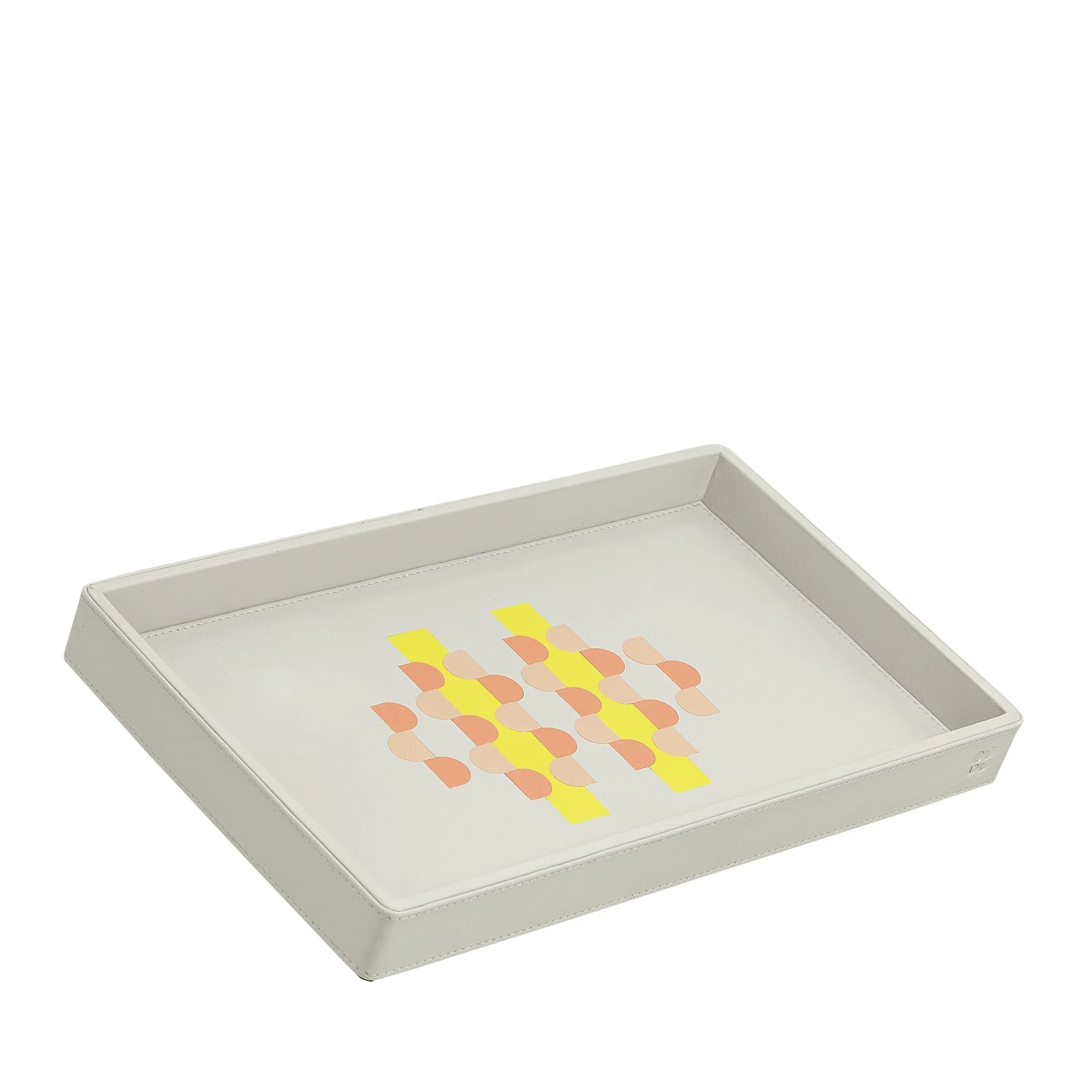 DUDU wooden storage tray covered in real leather, decorative tray for the house, 27 x 15 cm, home design accessory