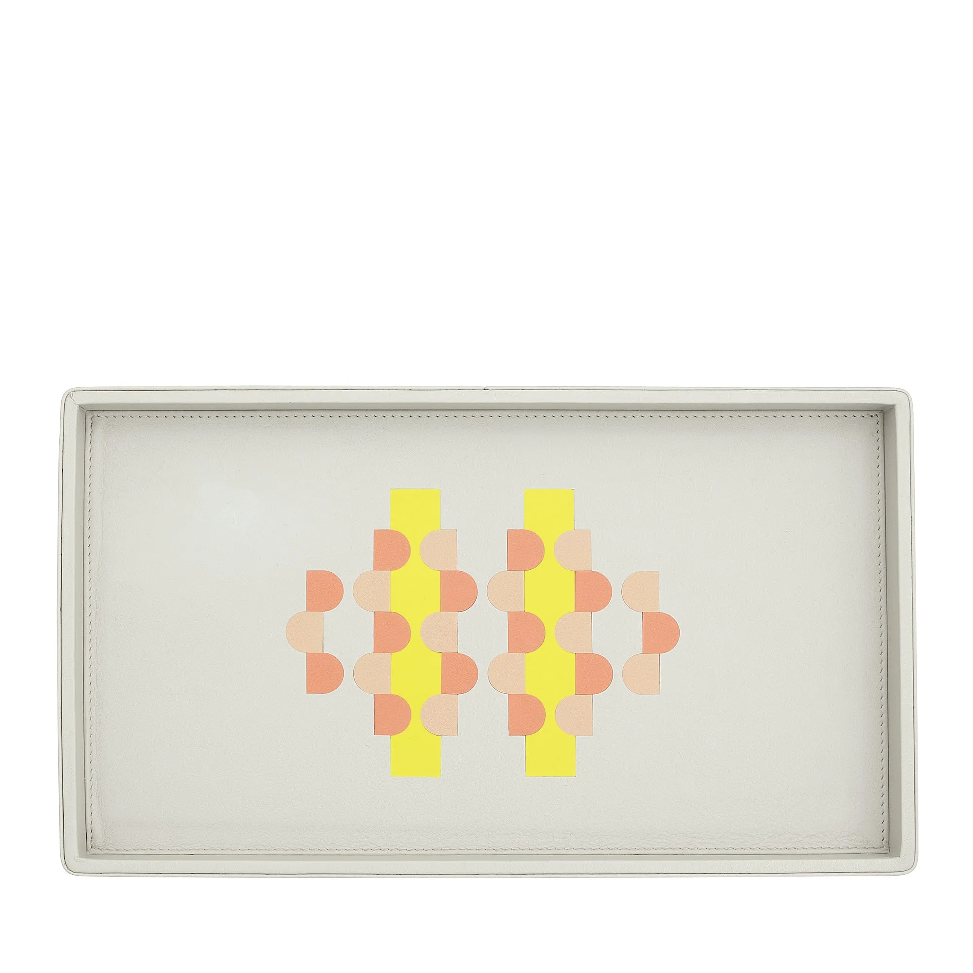 DUDU wooden storage tray covered in real leather, decorative tray for the house, 27 x 15 cm, home design accessory